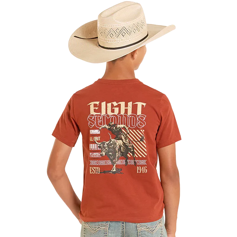 Rock &amp; Roll Boy's Eight Seconds Graphic Tee Shirt - Rust