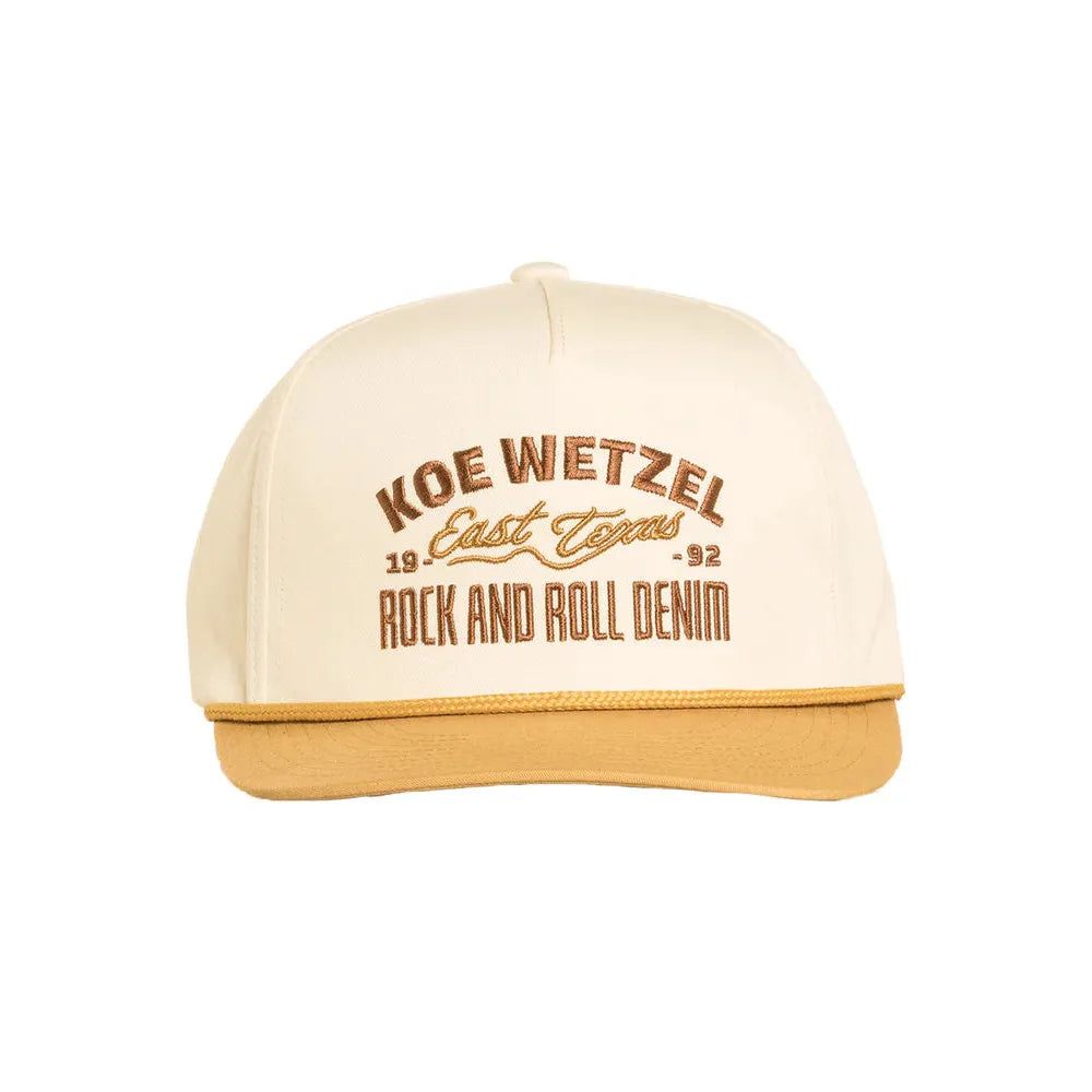 Rock &amp; Roll Koe Wetzel Two Tone Flat Brim Snapback Cap - Mustard/Cream