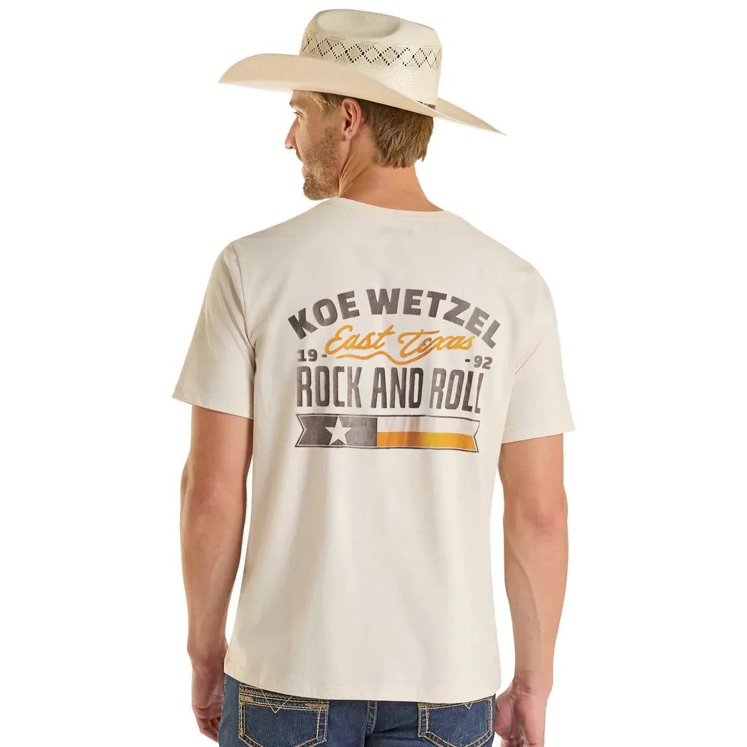 Rock &amp; Roll Men's Koe Wetzel East Texas Graphic Tee Shirt - Cream
