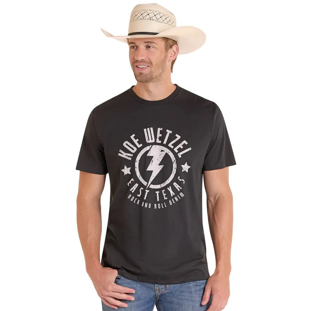 Rock &amp; Roll Unisex Koe Wetzel Lightning Graphic Tee Shirt - Black