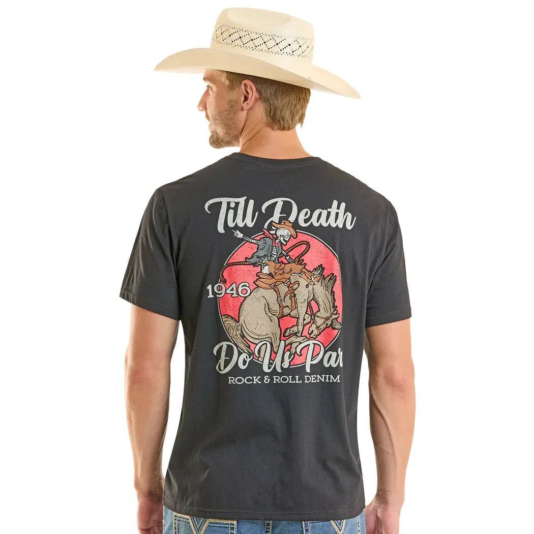Rock &amp; Roll Unisex Till Death Do Us Part Graphic Tee Shirt - Black