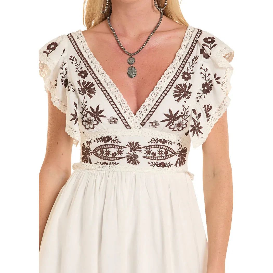 Rock &amp; Roll Women's Embroidered Mini Dress - Natural