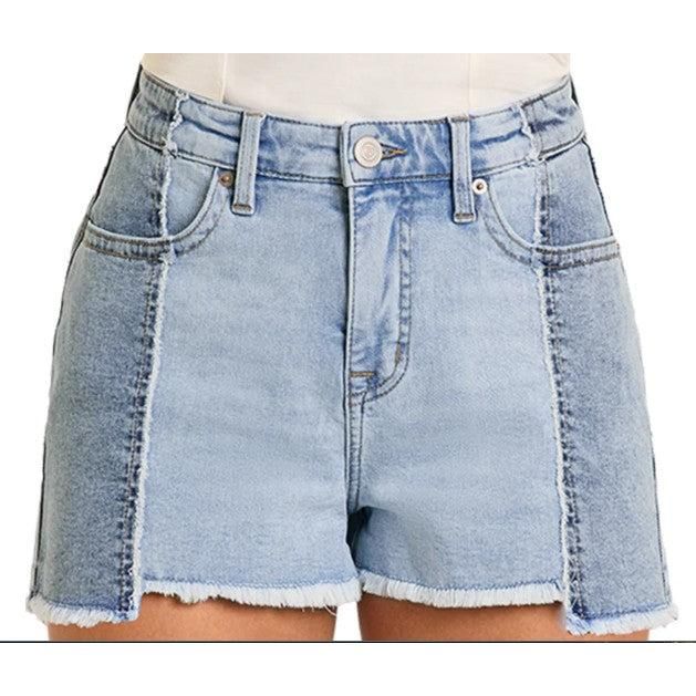 Rock &amp; Roll Women's Two Tone Denim Shorts - Light Wash