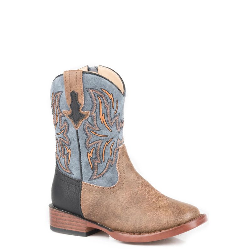 Roper Toddler Boy's Vamp with Black Heel Western Boot- Vintage Blue