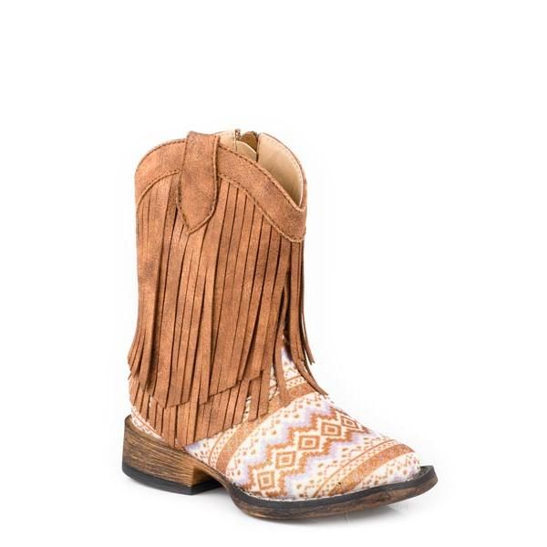 Roper Toddler Girl's Vintage Fringe Shaft Western Footwear- Tan