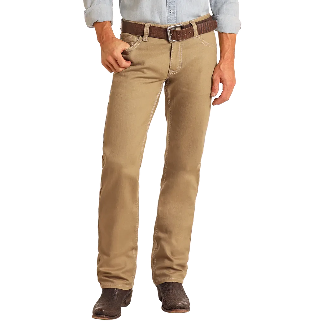 Rock &amp; Roll Men's Double Barrel Relax Fit Straight Leg Jeans - Khaki