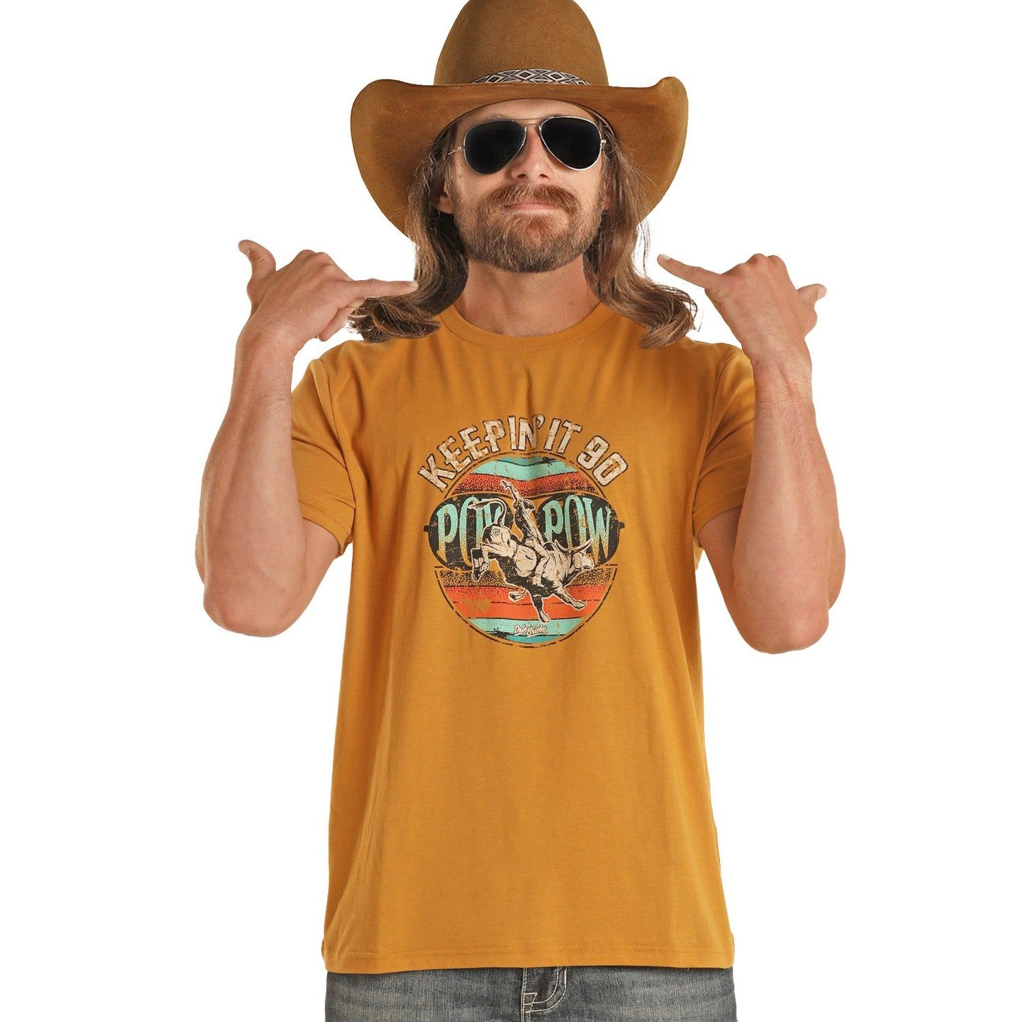Rock &amp; Roll Unisex Dale Graphic Tee - Mustard - BU21T0368