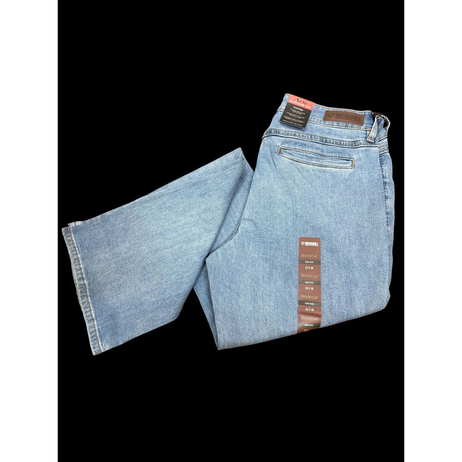Rock &amp; Roll Women's Patch Pocket High Rise Bootcut Jeans - Light Wash