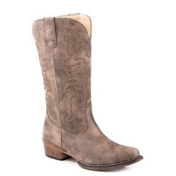 Roper Women's Fashion Faux Leather Snip Toe Western Boot- Brown - 02-021-1566-3395-BR