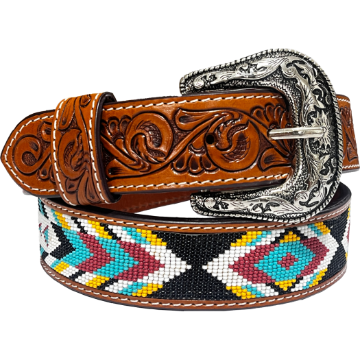 Rugged Earth Unisex Beaded Belt - Brown - REB124
