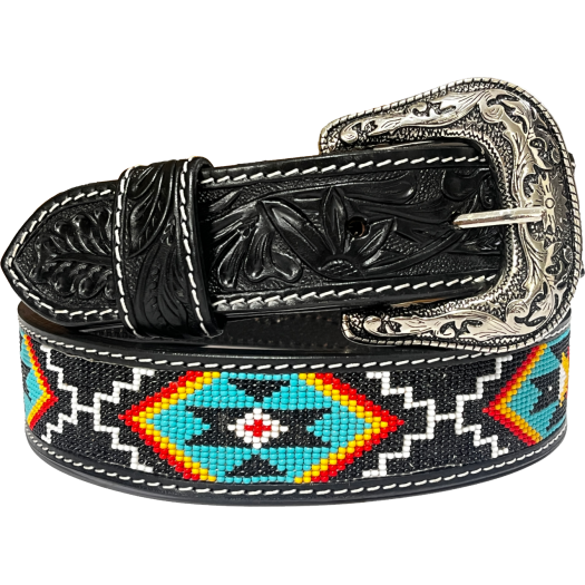 Rugged Earth Unisex Beaded Belt - Black