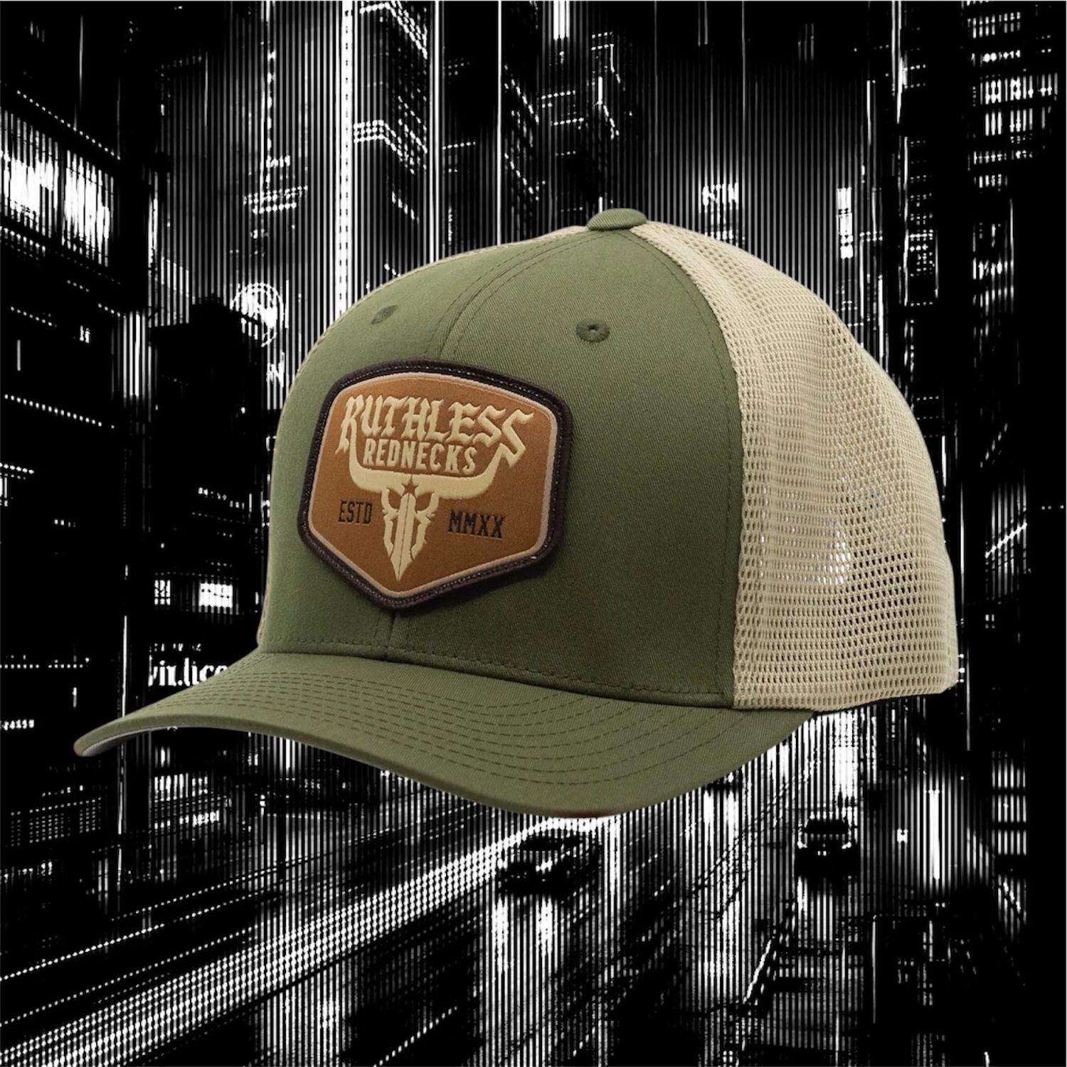 Ruthless Rednecks Raw Talent Curved Brim Patch Hat - Olive Khaki