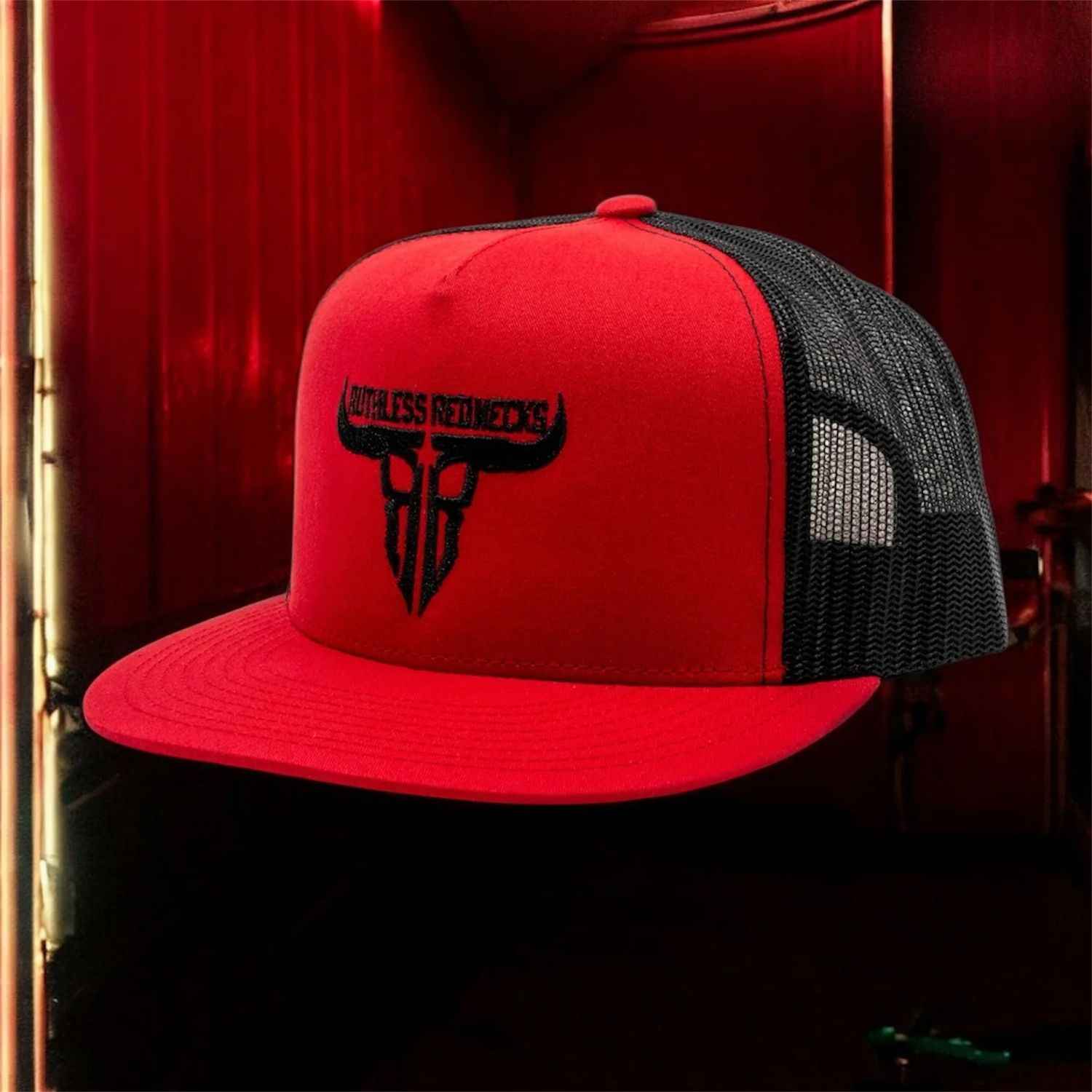Ruthless Rednecks Raw Talent Flatbrim Mesh Hat - Red