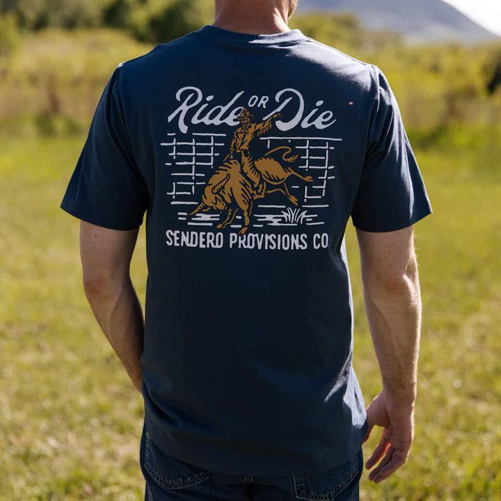 Sendero Unisex Ride or Die Short Sleeve Tee Shirt - Black