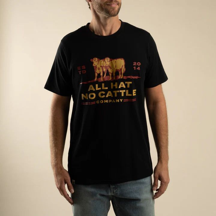 Sendero Unisex All Hat No Cattle Short Sleeve Tee Shirt - Black