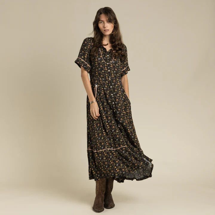 Sendero Women's La Dahlia Dress - Black Floral