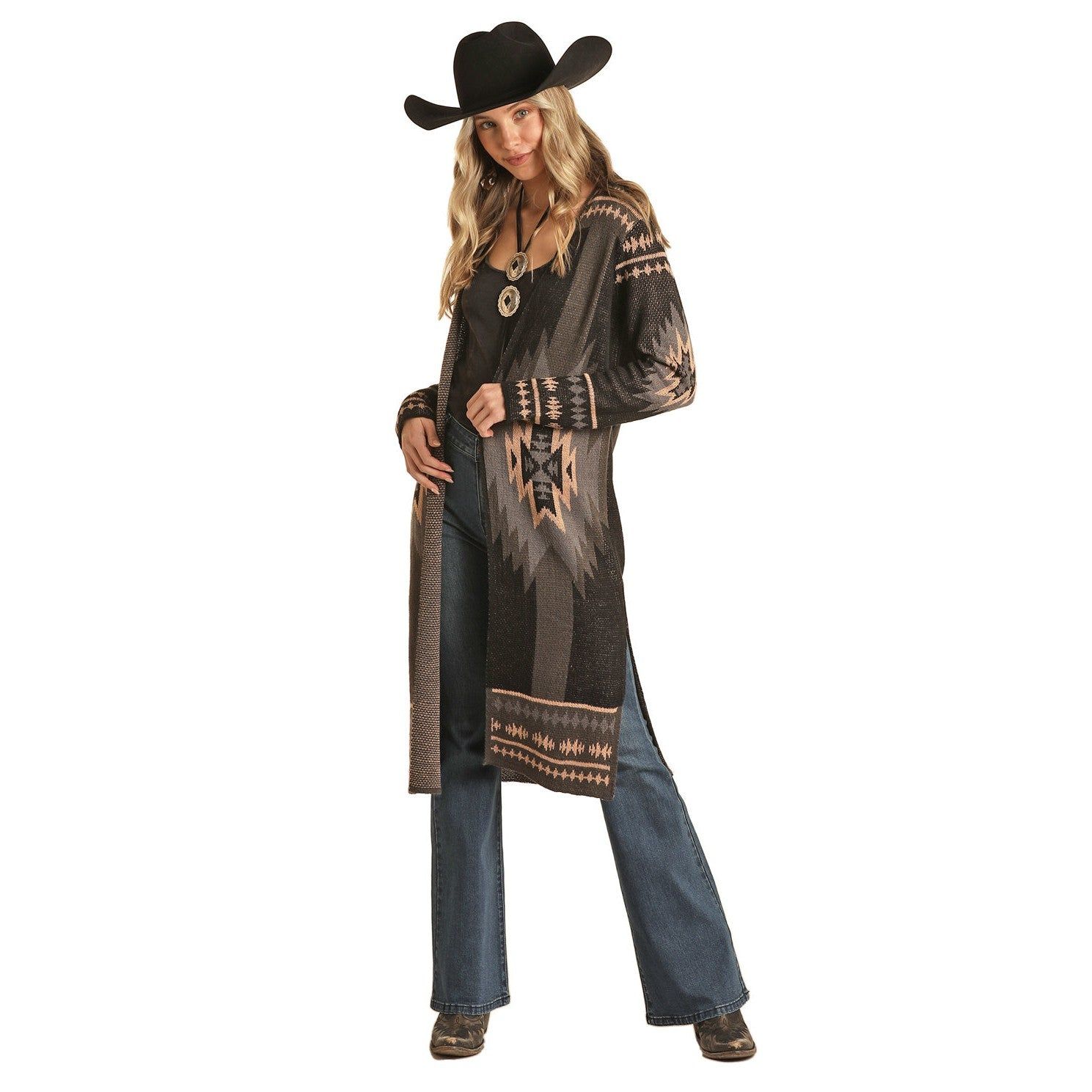 Rock &amp; Roll Women's Aztec Duster - Black - BW95T02762