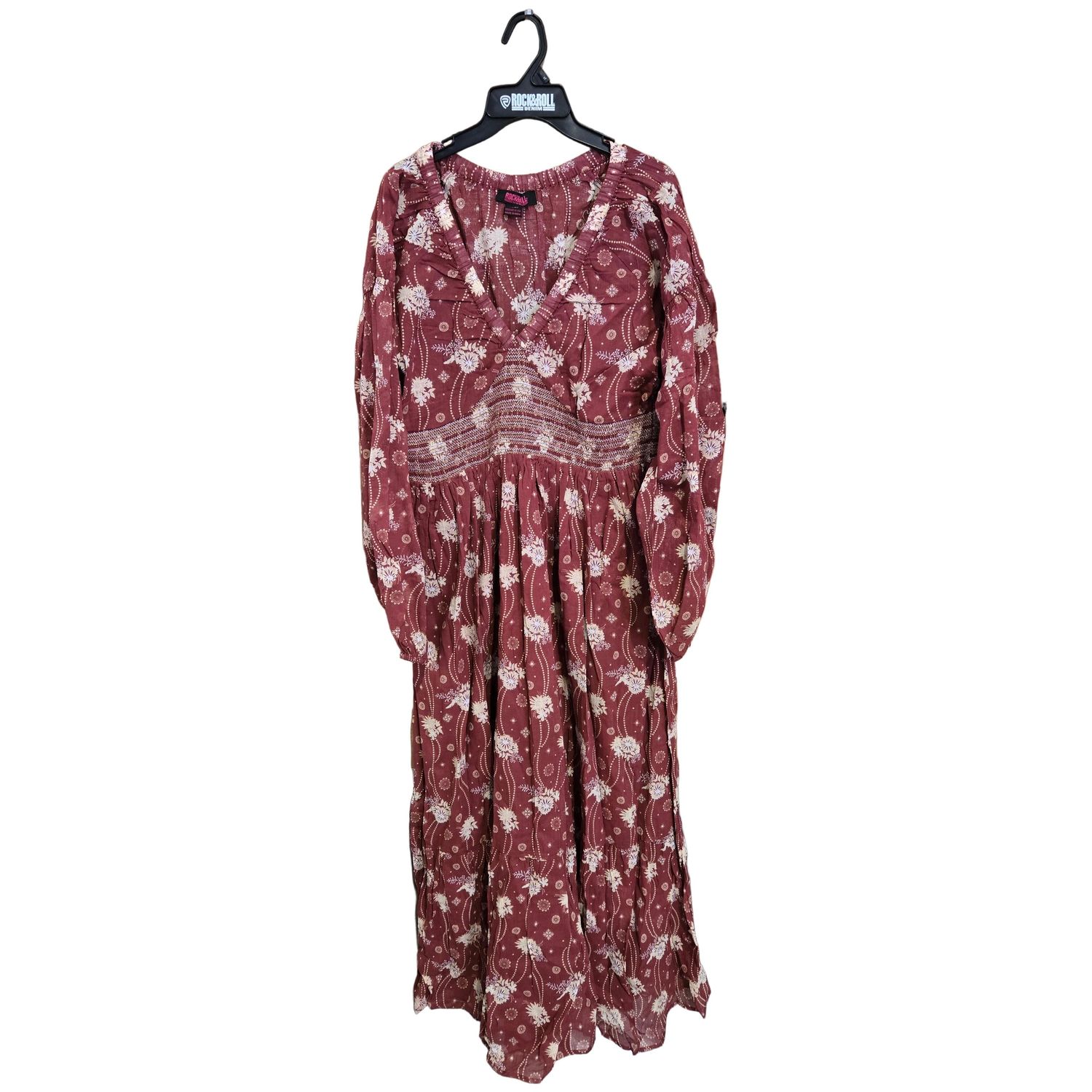 Rock &amp; Roll Women's Boho Floral Maxi Dress - Wine