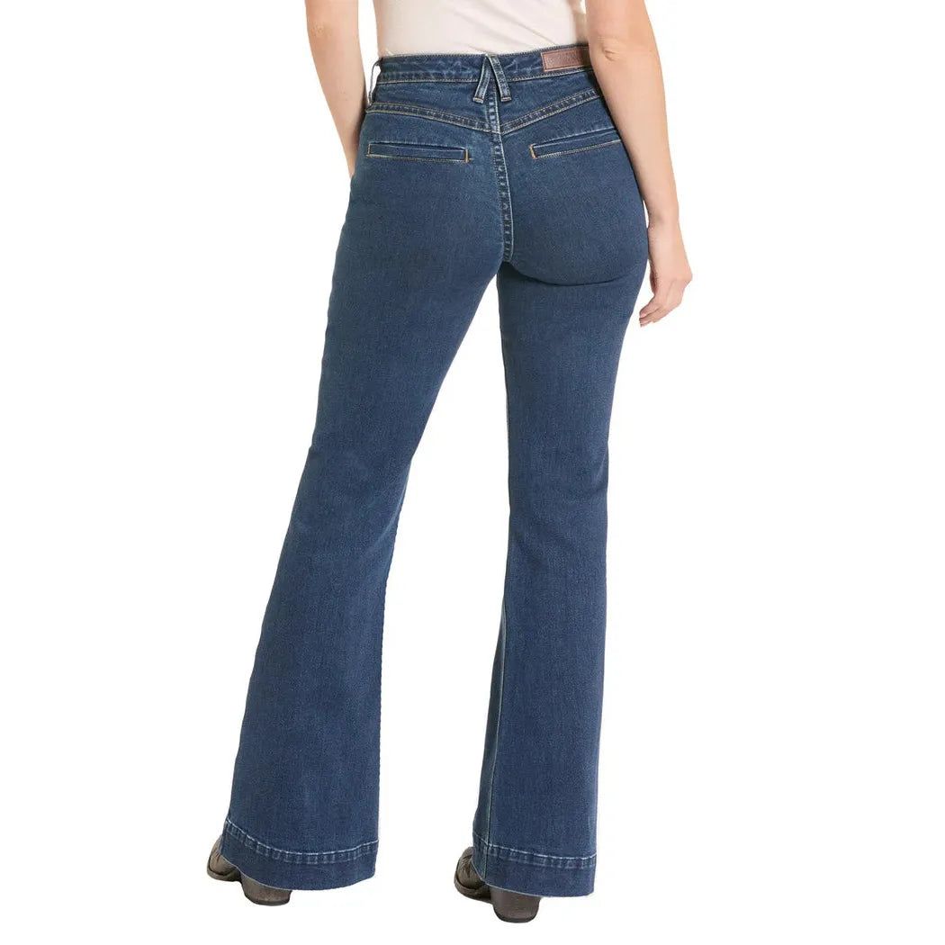 Rock &amp; Roll Women's Simple Welt Pocket High Rise Trouser Jeans - Dark Wash