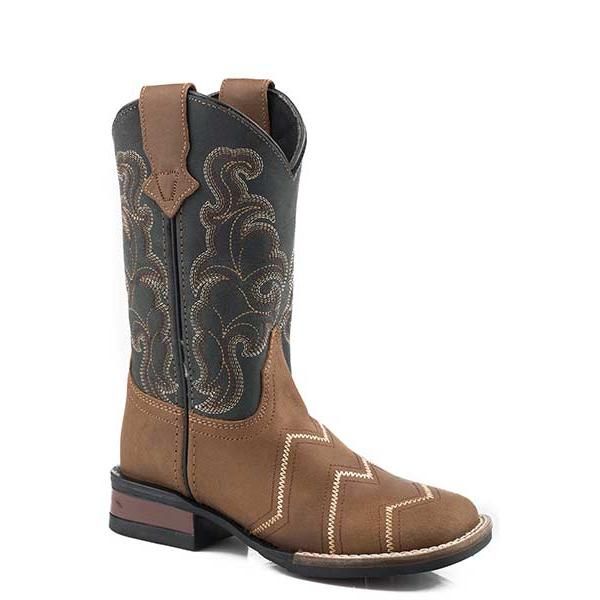 Roper Big Kids Square Toe Western Boot- Brown - 09-119-0912-2935-BR