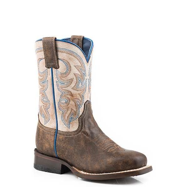Roper Big Kids Square Toe Western Boot- Brown - 09-119-7018-8246-BR