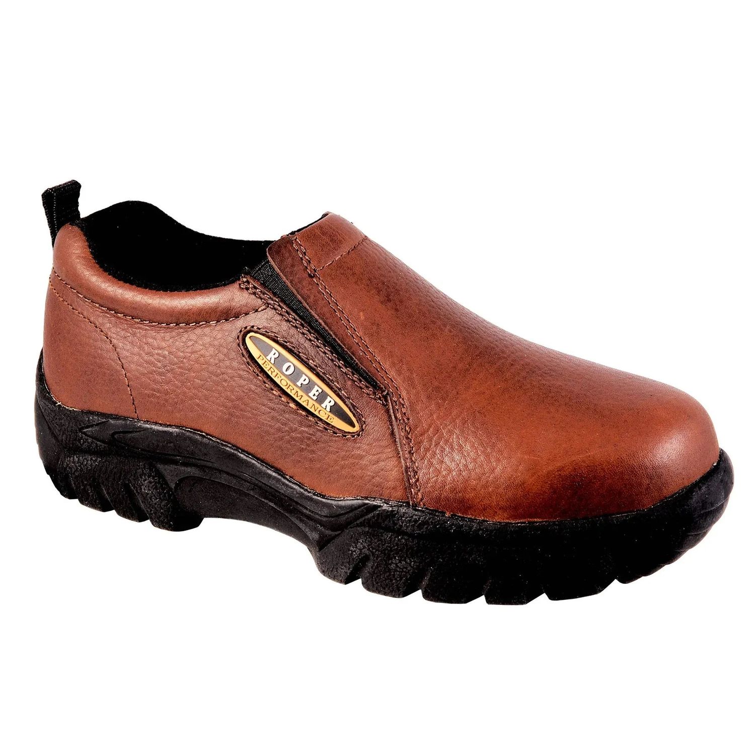 Roper Men's Performance Slip On Tumbled Leather Shoes- Brown - 09-021-0601-0206 BR