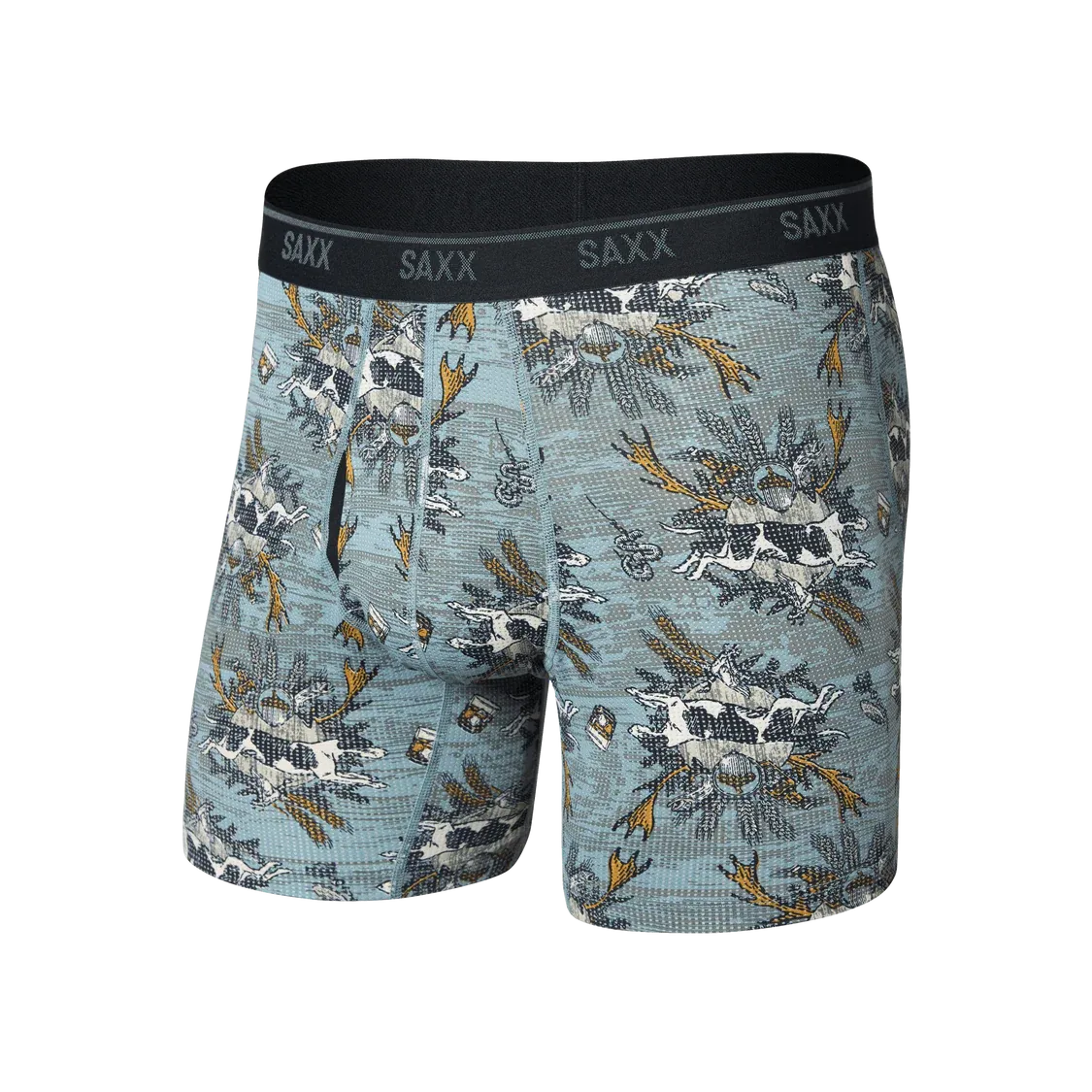 Saxx Quest Quick Dry Mesh Boxer Brief- Hunting Lodge Silver Pine