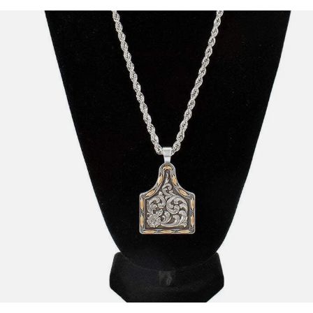 Silver Strike 24" Men's Ear Tag Copper Luck Lace Necklace
