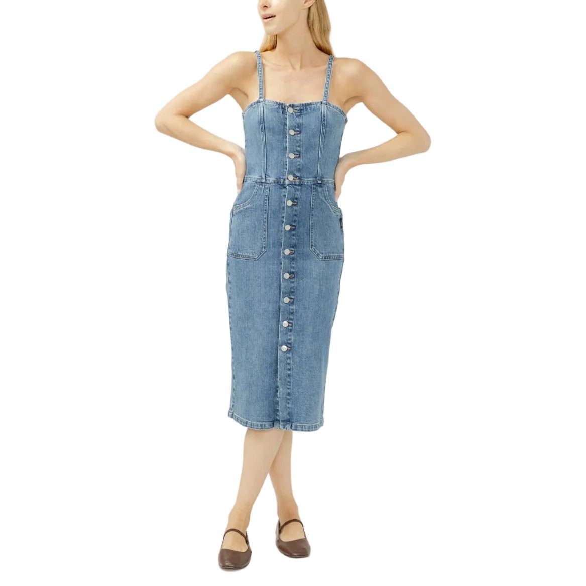 Silver Women's Denim Midi Dress - Cocoa