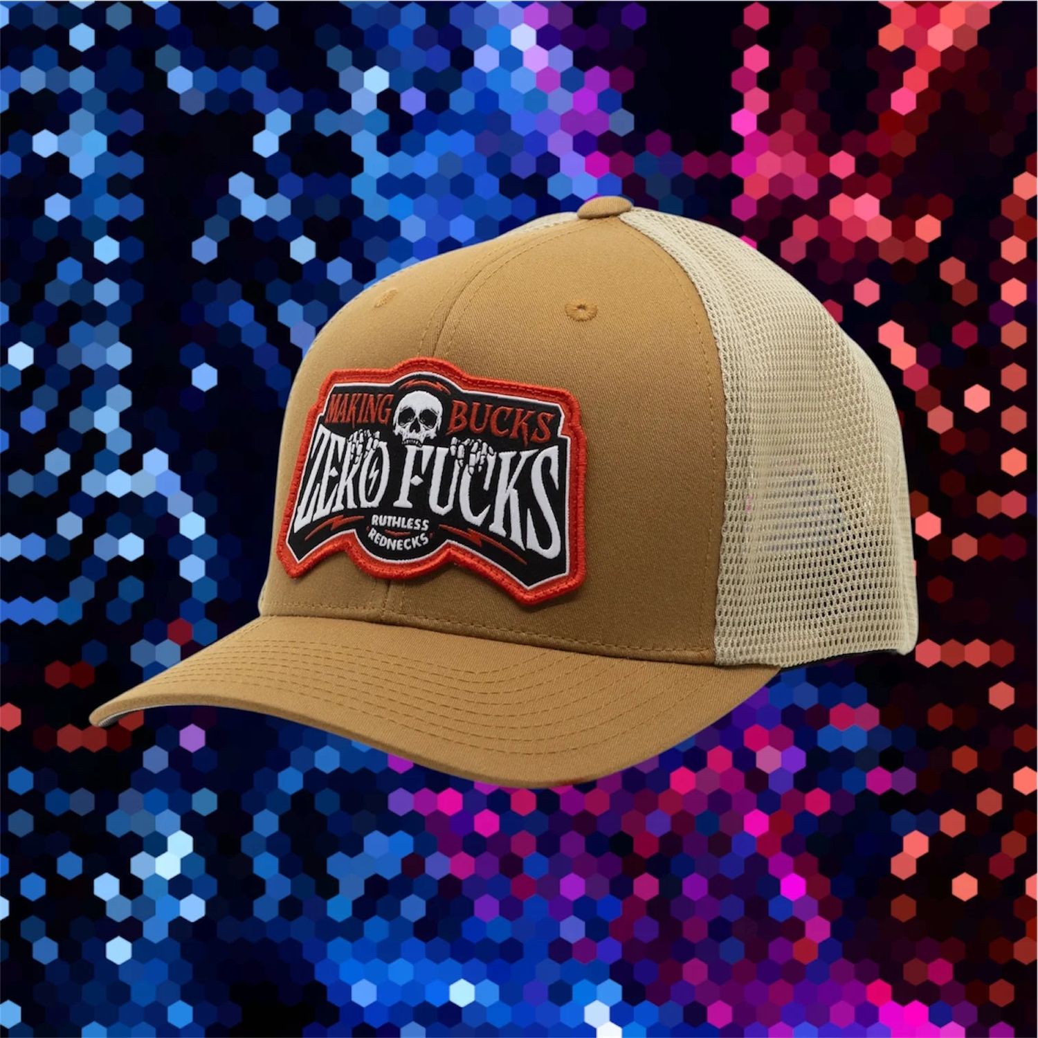 Ruthless Rednecks MBZF Creeper Curved Brim Hat - Caramel/Khaki
