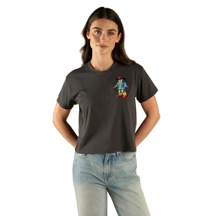Sendero Women's Danger Cowboy Boxy Tee Shirt - Vintage Black