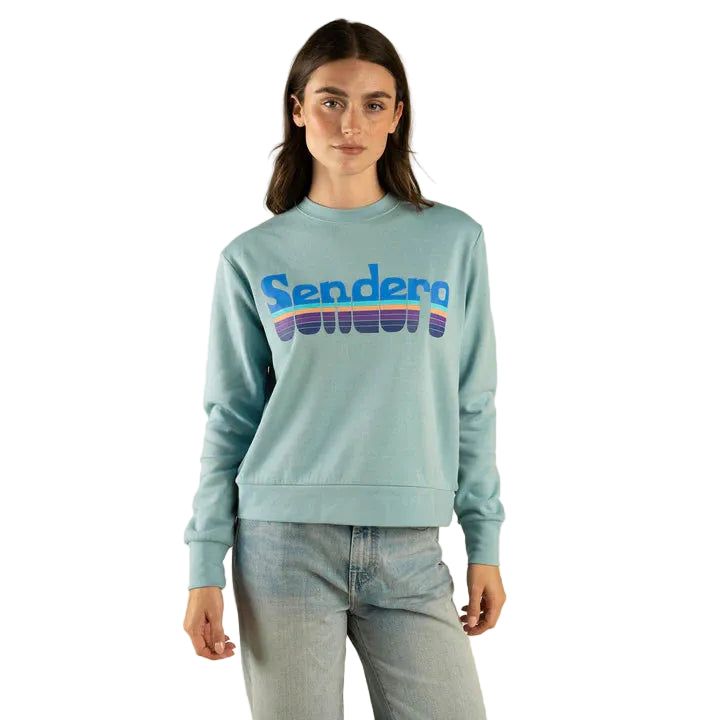 Sendero Women's Retro Logo Drop Shoulder Sweatshirt - Sterling Blue
