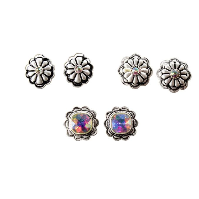 Silver Strike Crystal Earring Set- Silver