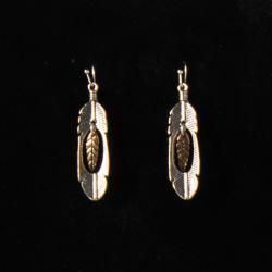 Silver Strike Women's Gold Feather Earrings- Multi