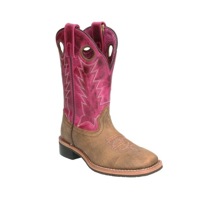Smoky Mountain Boots Kid's Tracie Western Boots- Distressed Brown/Pink