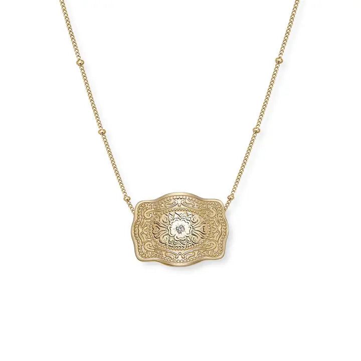 Spur West Ultra Mini Belt Buckle Necklace- Amelia Rose Gold