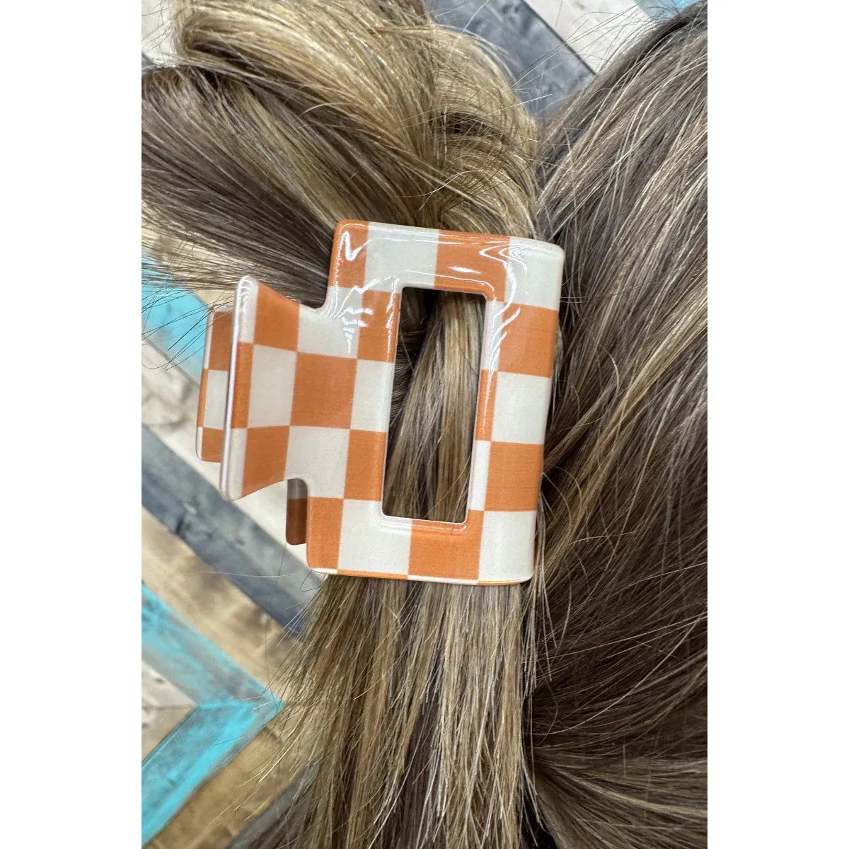 Sterling Kreek Mini Checked Funky Orange Clip
