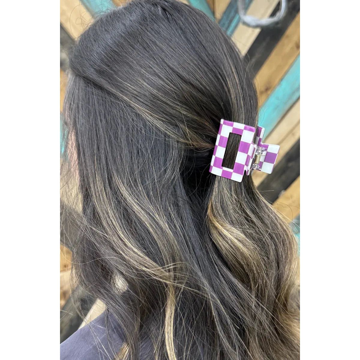 Sterling Kreek Mini Checked Funky Purple Clip