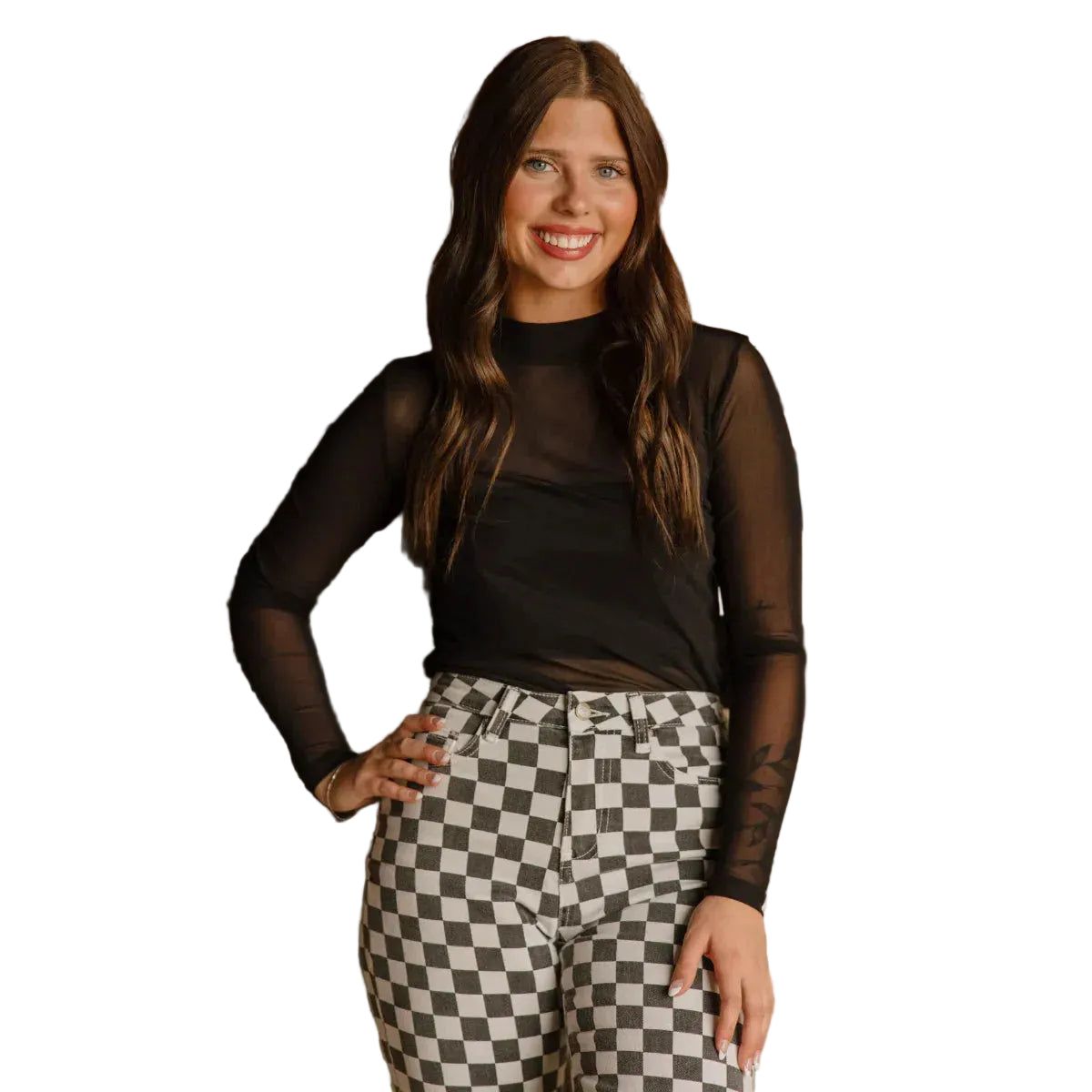Sterling Kreek Women's Long Sleeve Night Sky Mesh Shirt- Black