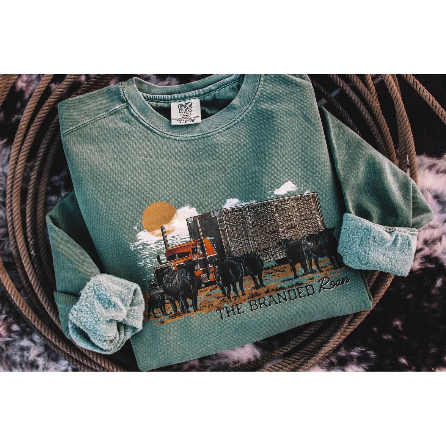 The Branded Roan Apparel Ranch Route Crewneck Sweatshirt - Blue Spruce