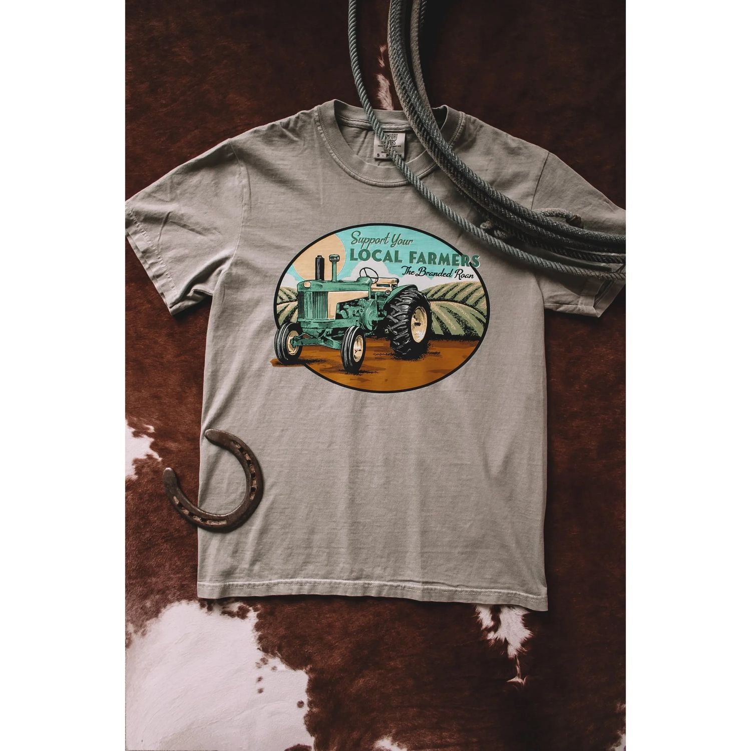The Branded Roan Apparel Support Your Local Farmers T-Shirt-Sandstone