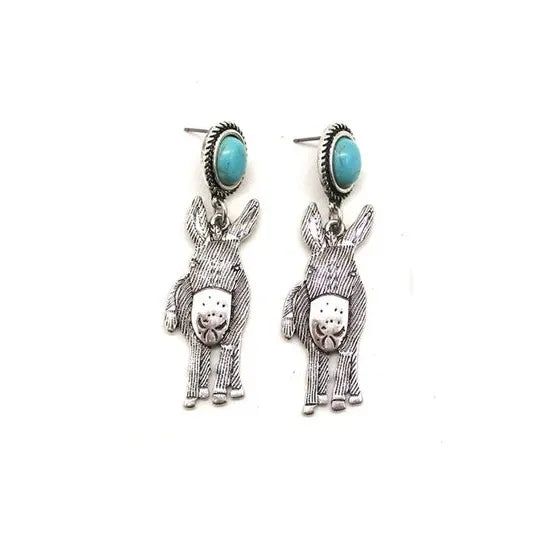 Snowing West Donkey Turquoise Stone Stud Earrings