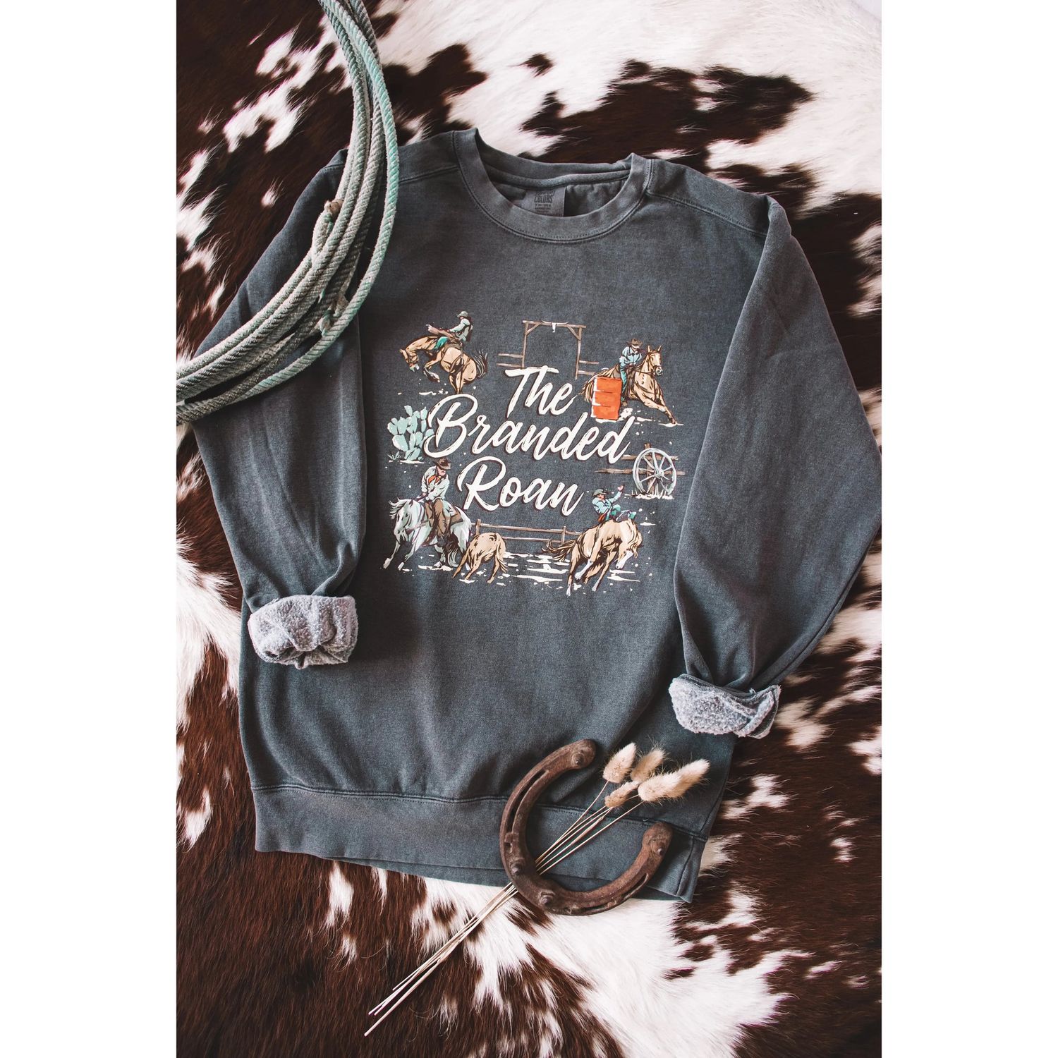 The Branded Roan Apparel Rodeo Days Crewneck-Pepper *New*