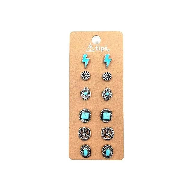 Snowing West 6 Pair Western Earring Set - SE2116SBTQ