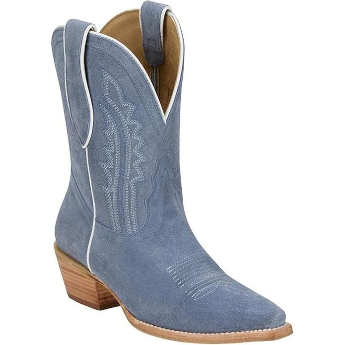Tony Lama Women's Lea 9" Suede Western Boot- Cornflower