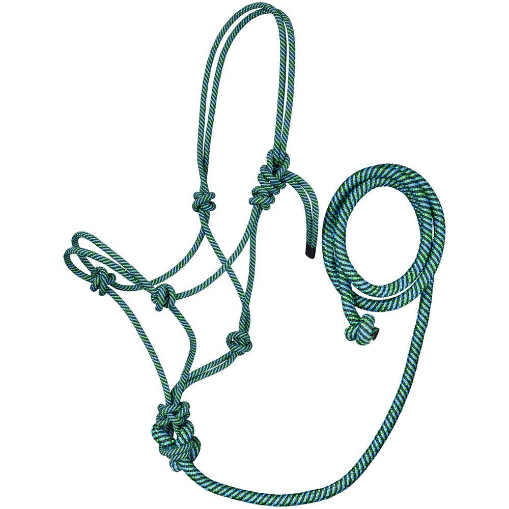Tough 1 Rope Tri Colour Halter with Lead- Multiple Colours