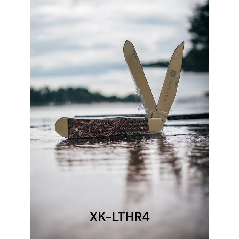 Twisted X Trapper Acrylic Leather Print Serrated Blade Knife