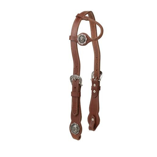 Weaver Contoured 1" Grid Center Sliding Ear Headstall-Russet