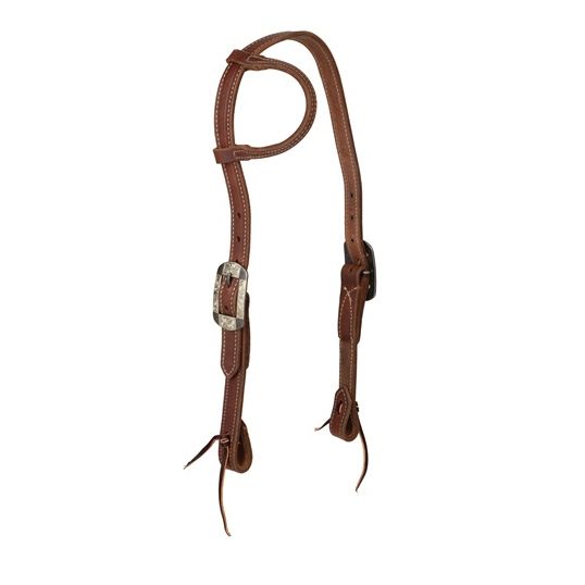 Weaver Contoured 1" Inlay Center Sliding Ear Headstall- Russet