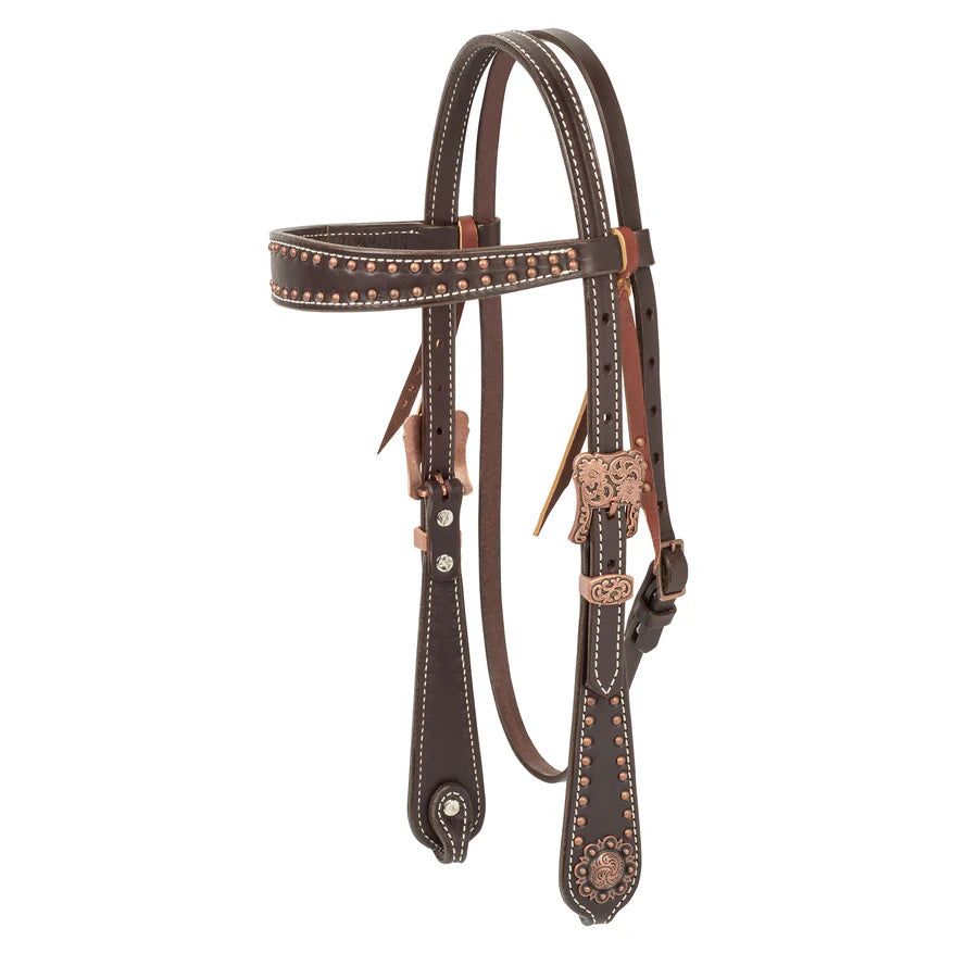 Weaver Western Outlaw Browband Headstall with Copper Accents